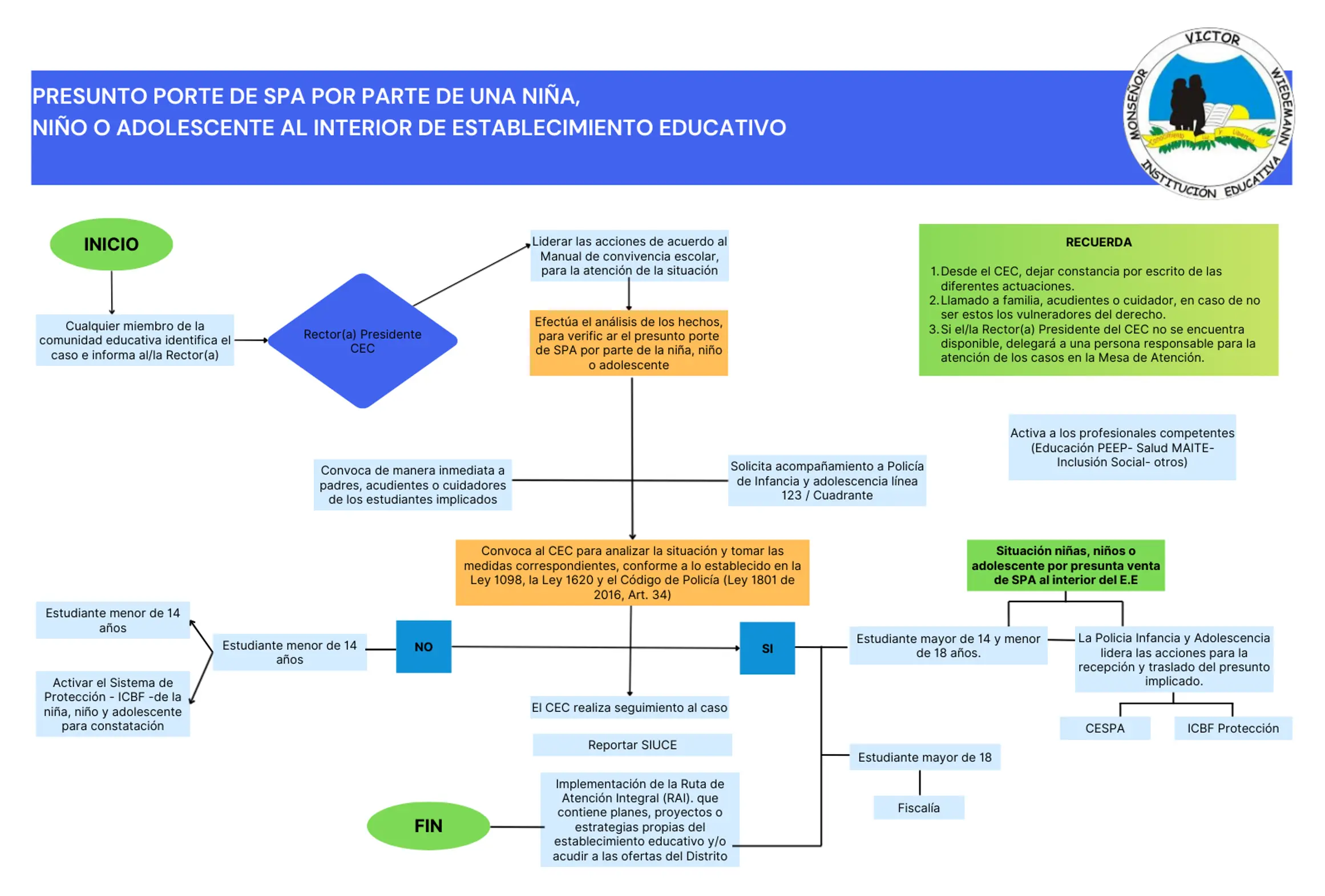 Ruta de atención integral institucional por porte y/o distribución de SPA